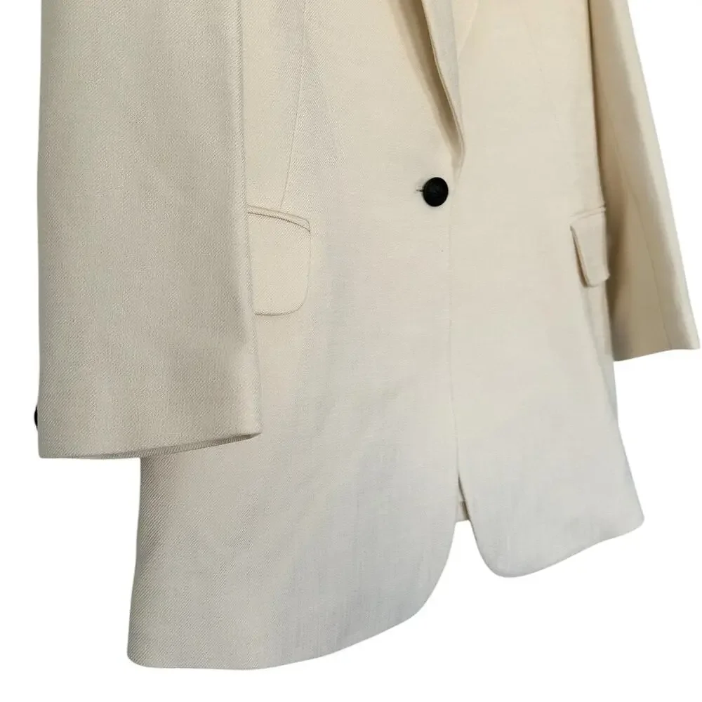 Rag & Bone Suzanne Ivory White Blazer Size 6 NWT Longline Work Jacket